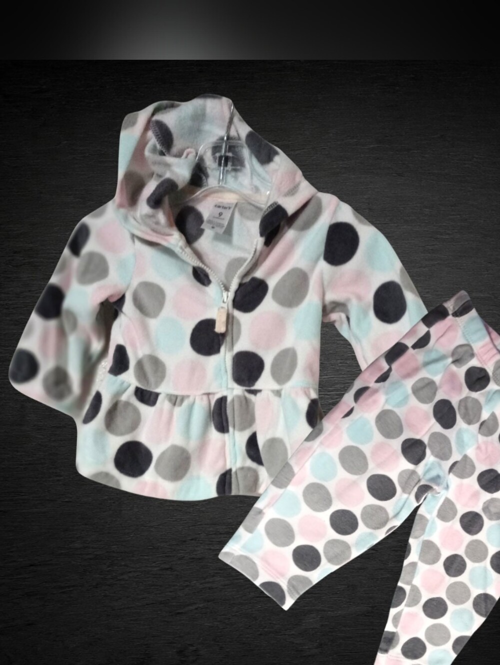 ⭐X) Carter’s Baby Girl 6M Polka Dot Hoodie Jacket & Pants 2 Piece Outfit Set